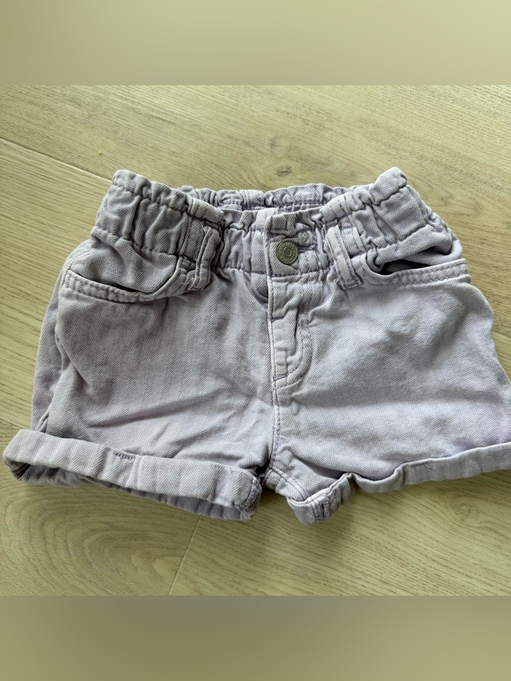 Purple denim shorts